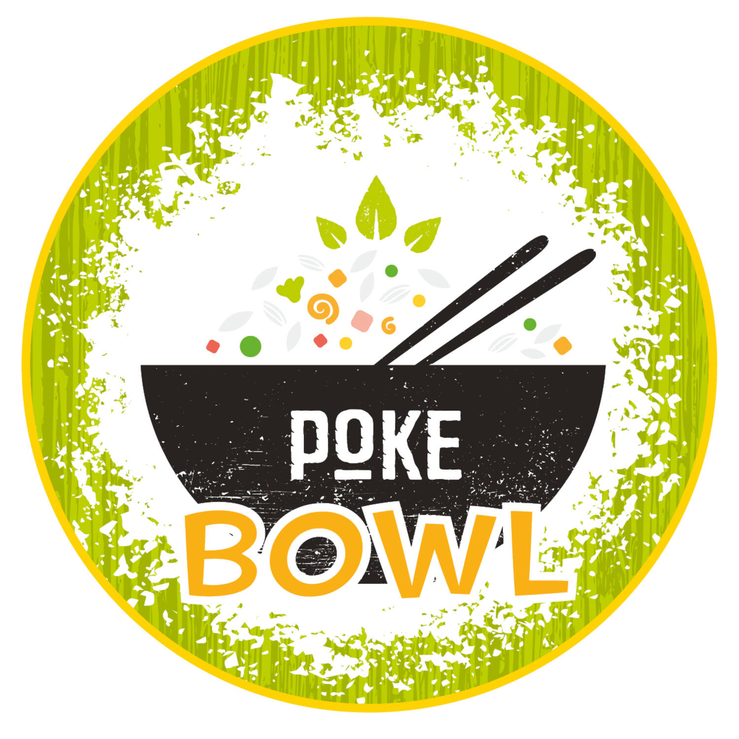 STICKERS 'POKE BOWL' 50mm  500st/rol